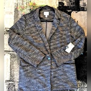 Woman's Nine West relaxed Blazer, black, gray, white tweed size XL